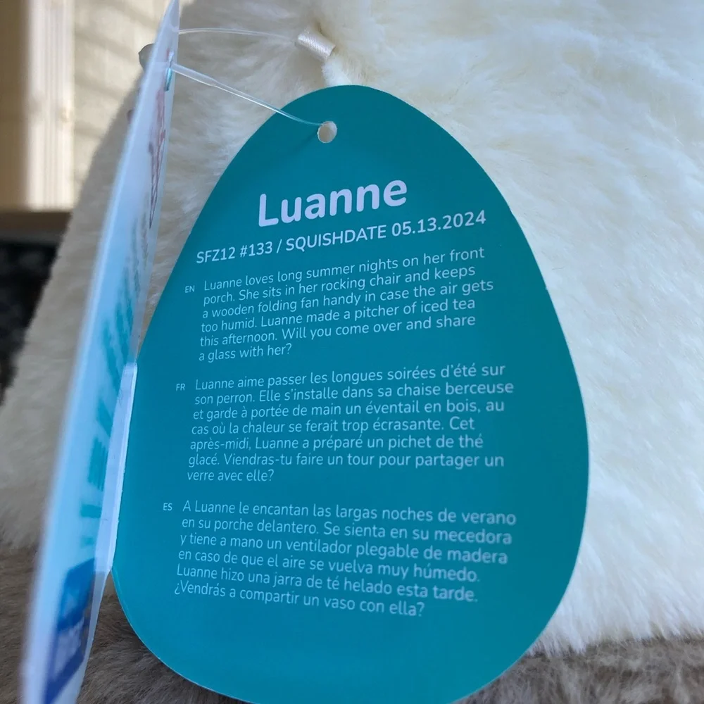 RARE Squishmallows Fuzzamallows Luanne 12" Fluffy White Grey Opossum Rat Mouse - Picture 14 of 17